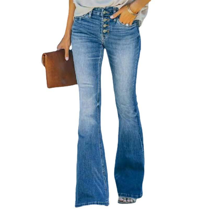High Waist Flared Stretch Jeans