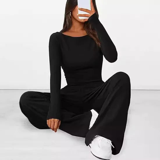 Soft Set Long-Sleeve Top & Wide-Leg Pants