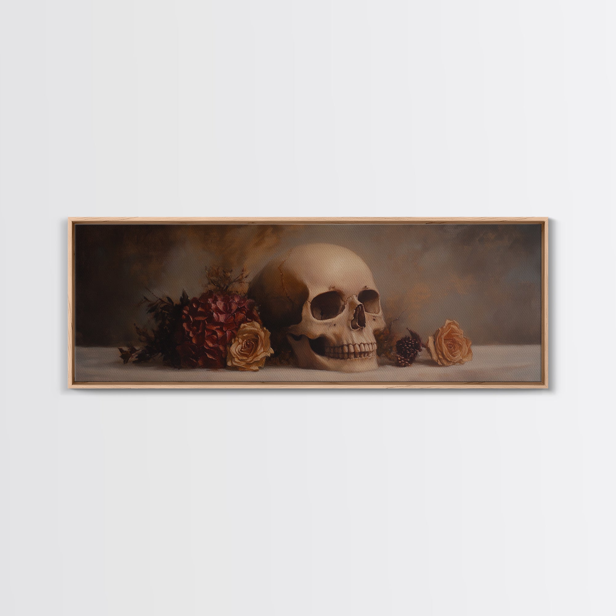 Skull and Flowers Still Life Canvas Print