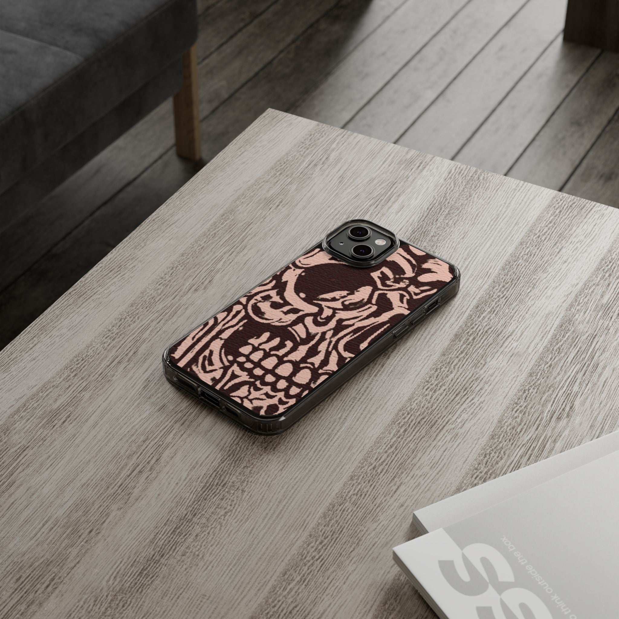 Gothic Abstract Skull Clear Phone Case