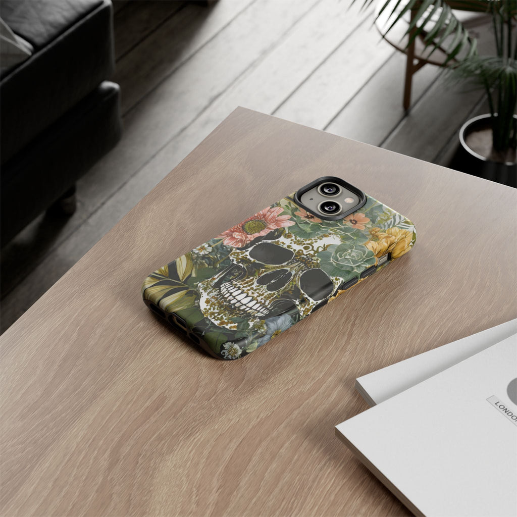 Floral Skull Tough Phone Case