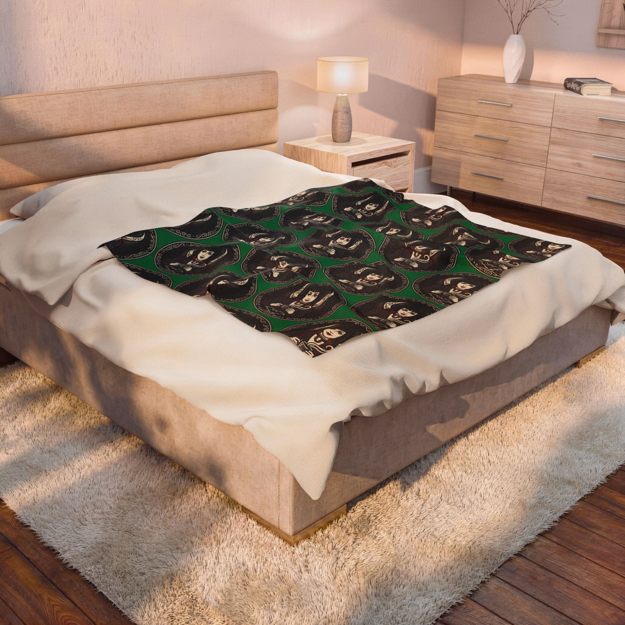Gothic Doll Velveteen Throw Blanket