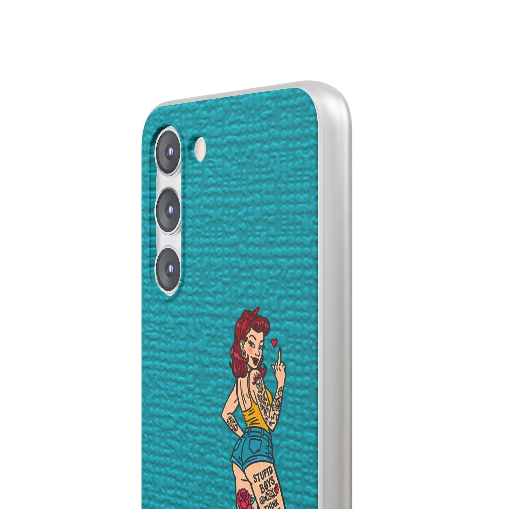 Sassy Pin-Up Stupid Boys Teal Flexi Phone Case