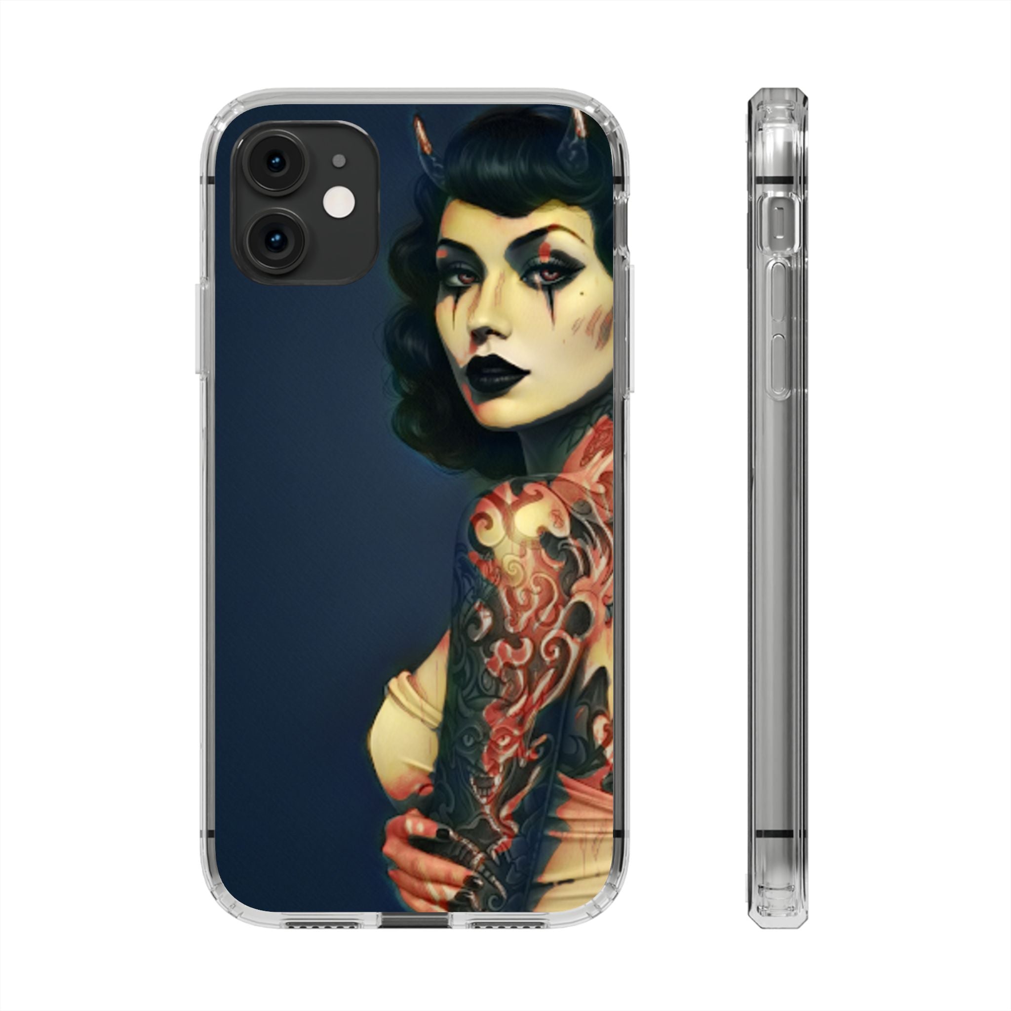Gothic Devilish Tattooed Beauty Clear Phone Case