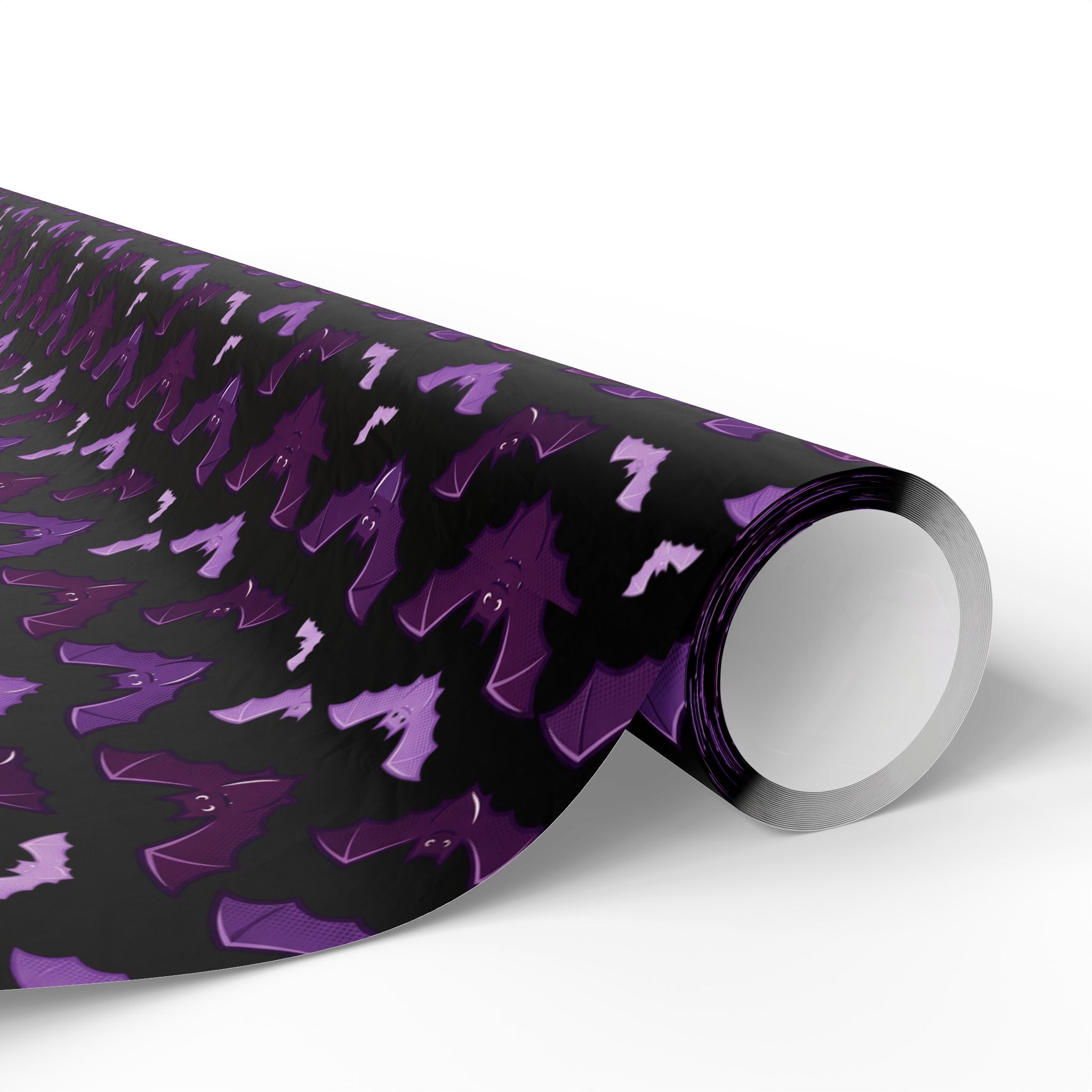 Gothic Bat Wrapping Paper — Purple & Black Gift Wrap