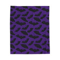 Bat Pattern Velveteen Plush Blanket — Gothic Purple Throw