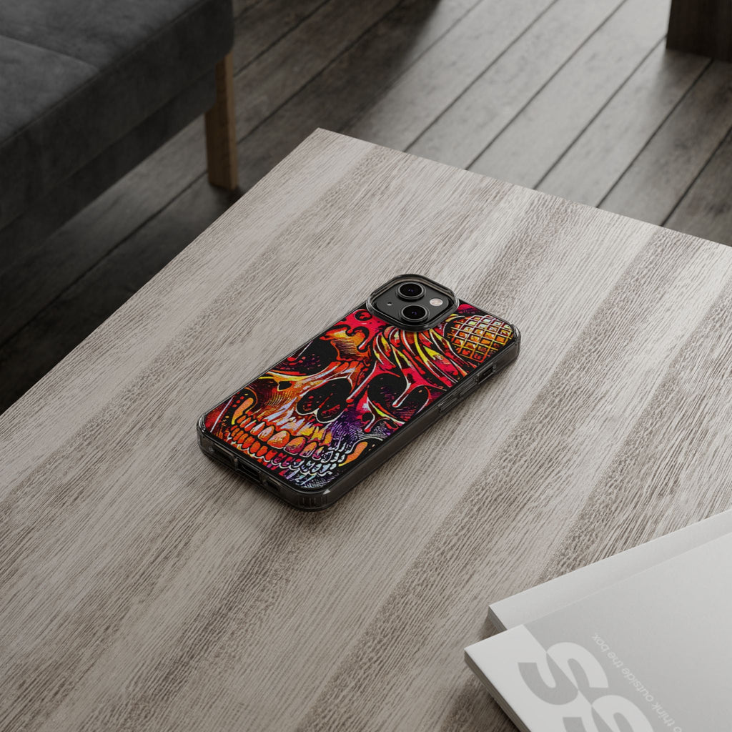 Neon Ice Cream Skull Clear Phone Case
