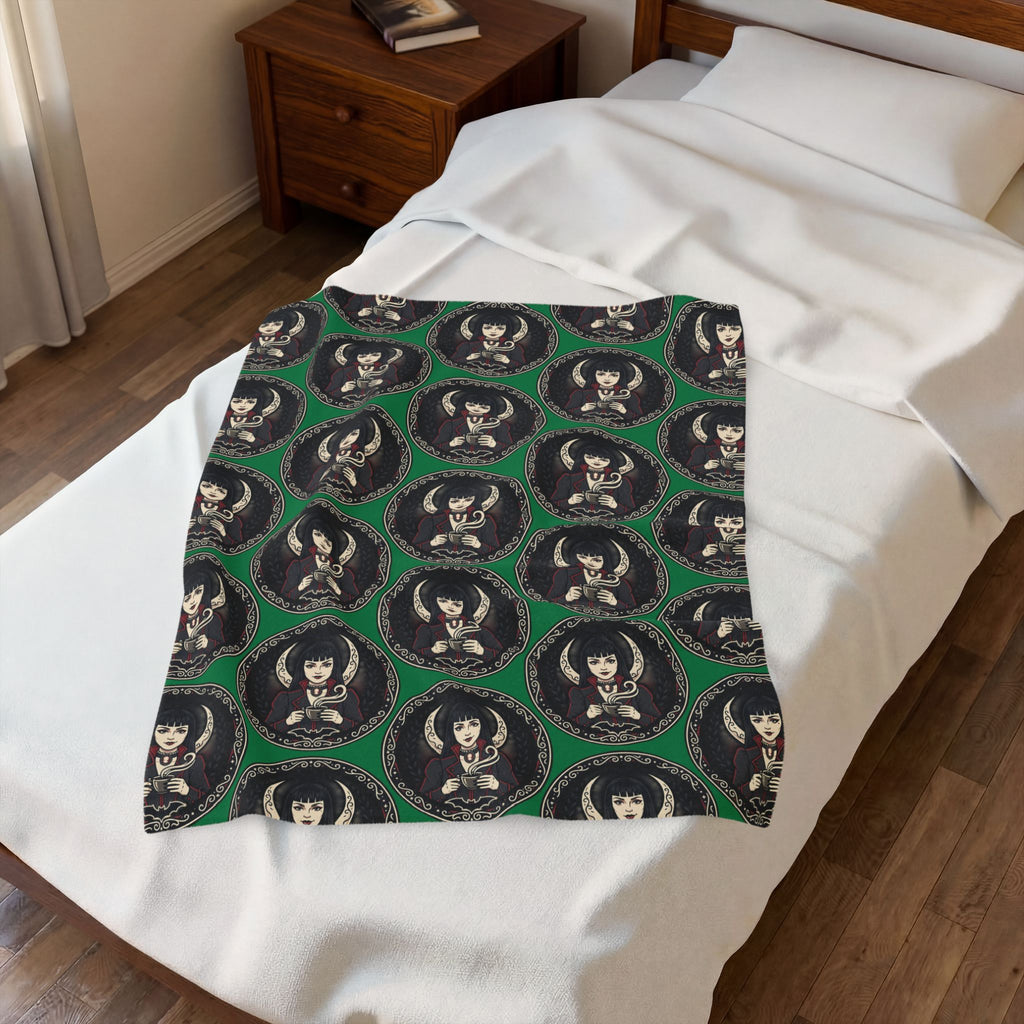 Gothic Doll Velveteen Throw Blanket