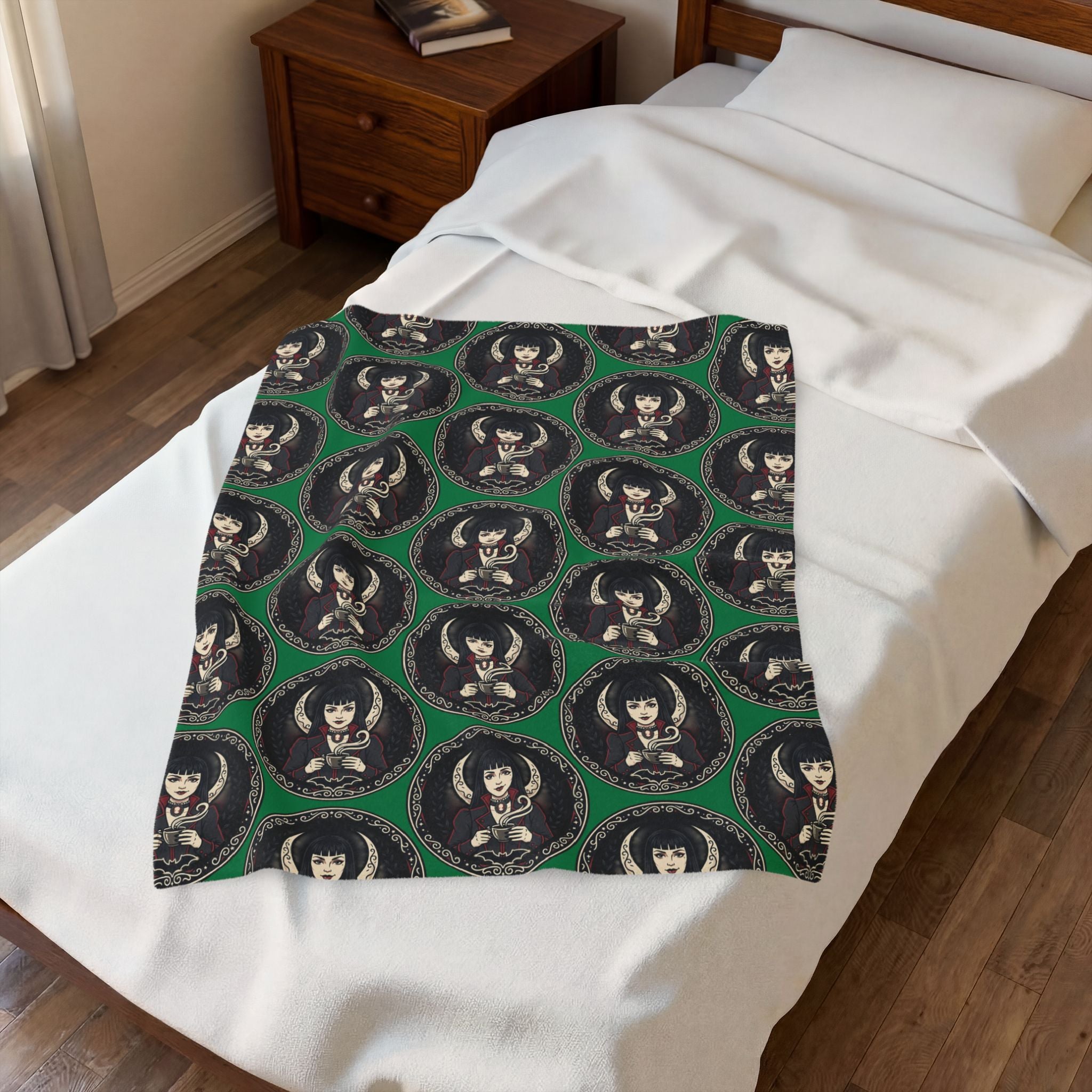 Gothic Doll Velveteen Throw Blanket