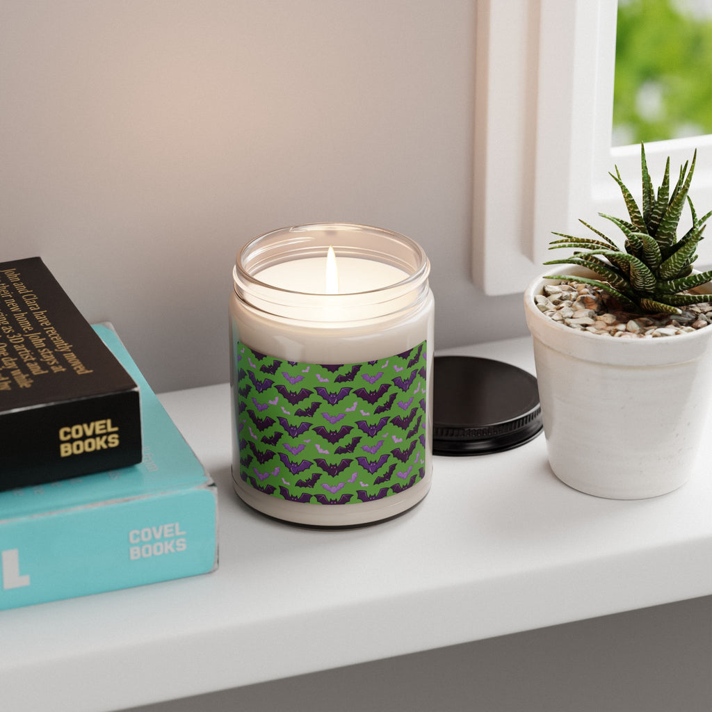 Bat Pattern Soy Candle — 9oz Scented Jar