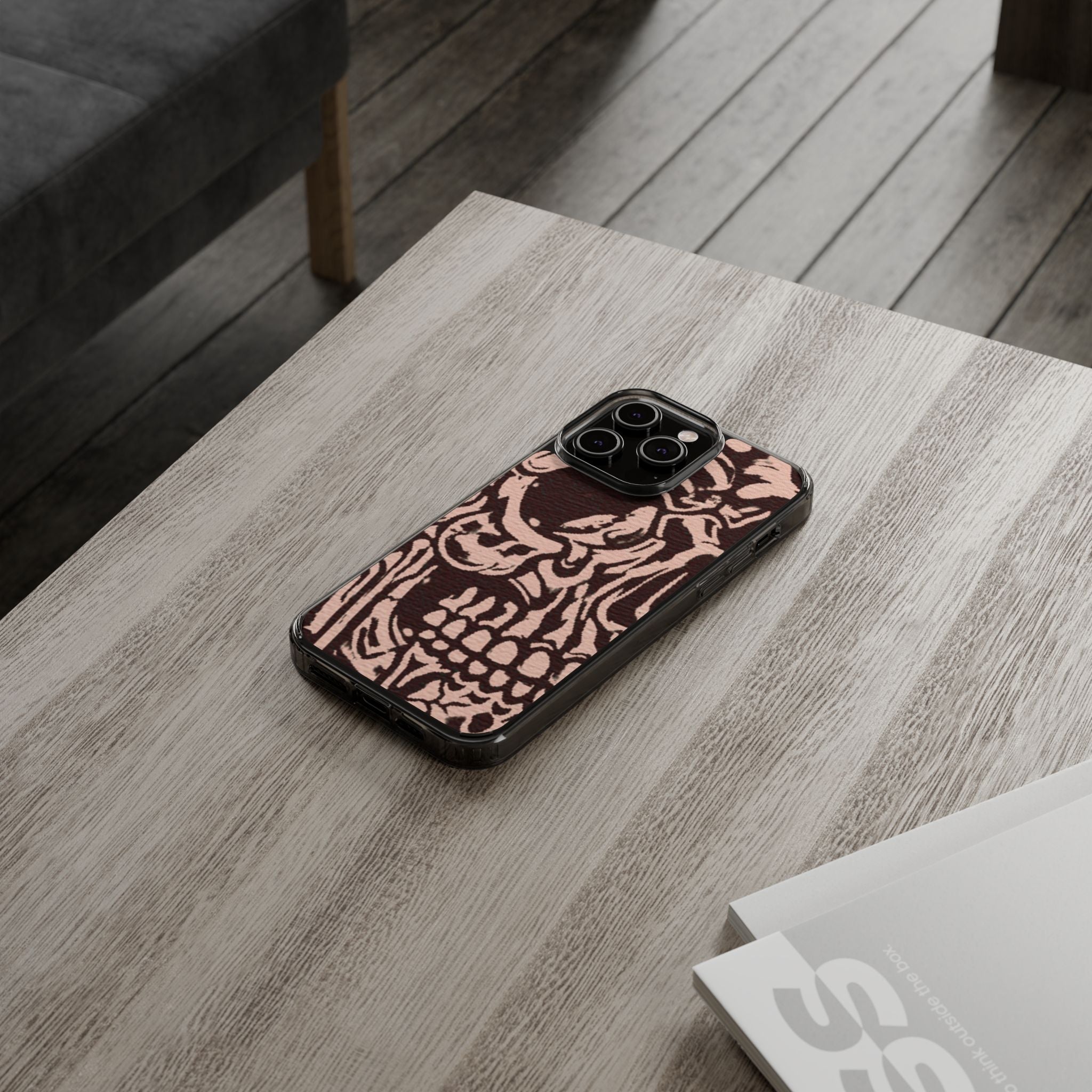 Gothic Abstract Skull Clear Phone Case