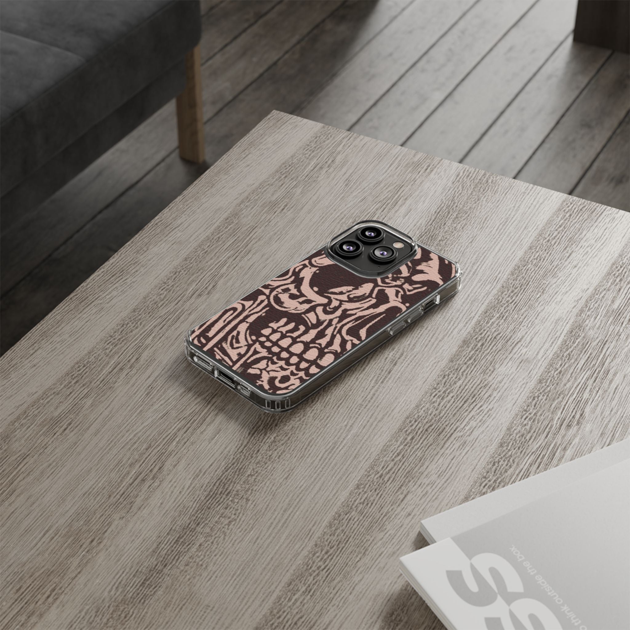 Gothic Abstract Skull Clear Phone Case