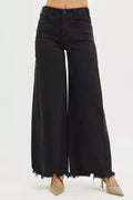 RISEN High Rise Palazzo Leg Frayed Hem Jeans