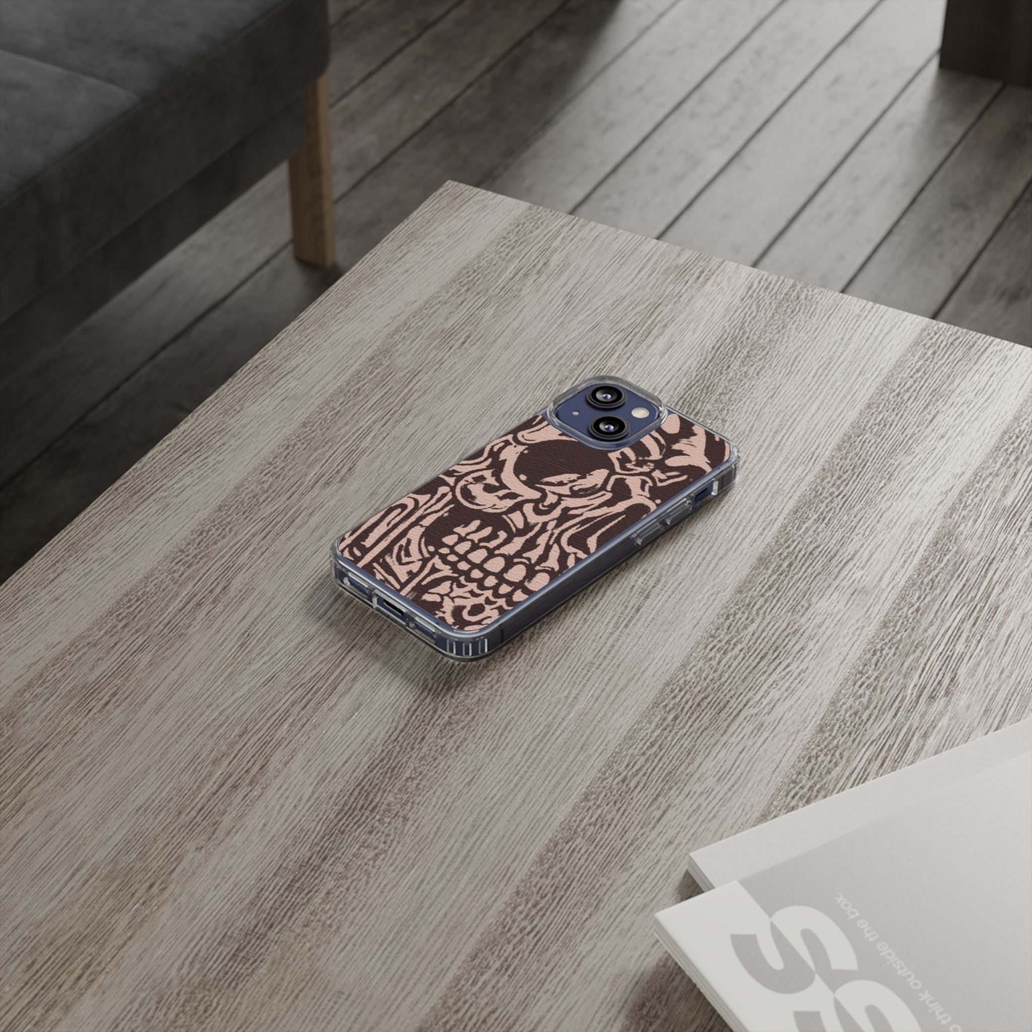 Gothic Abstract Skull Clear Phone Case