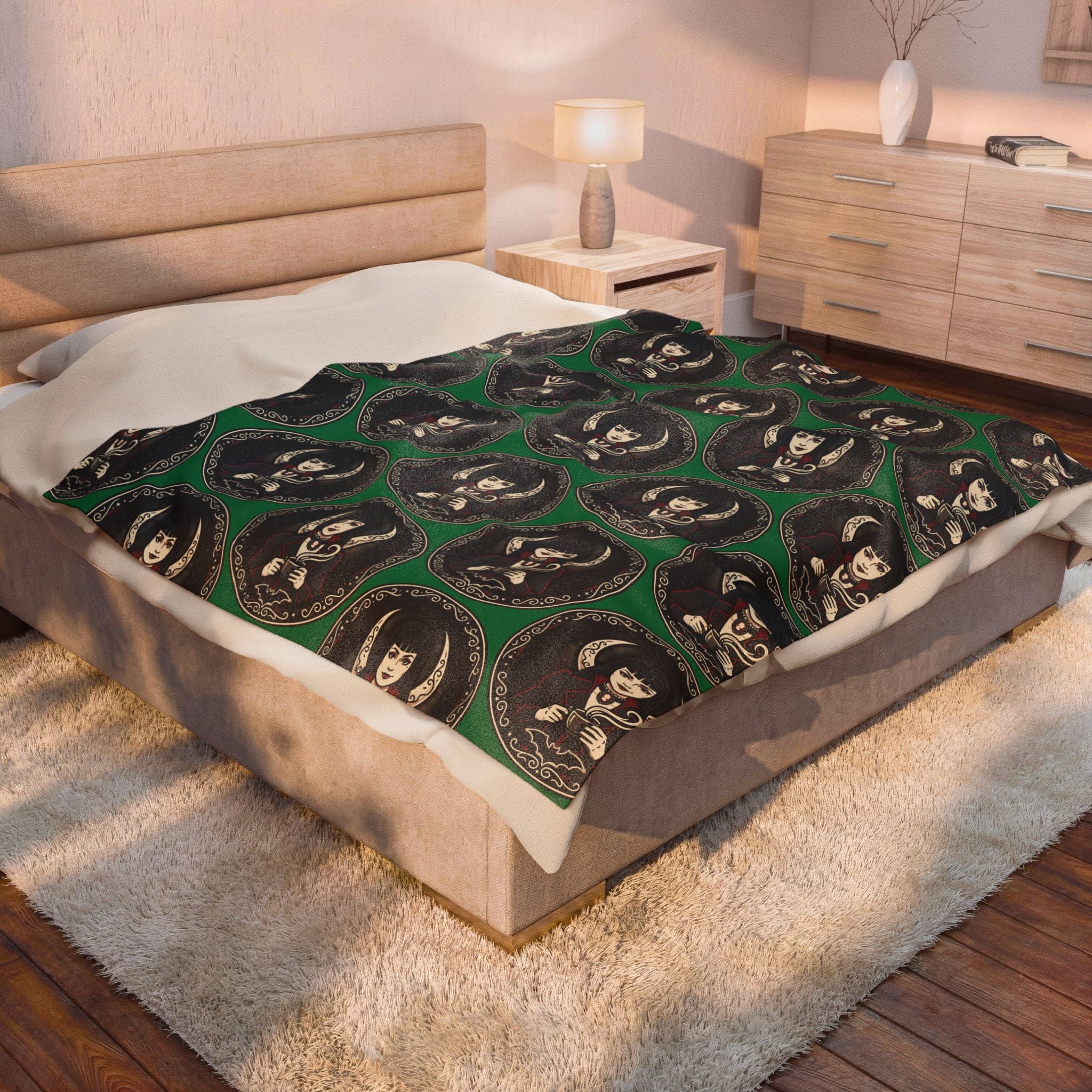 Gothic Doll Velveteen Throw Blanket