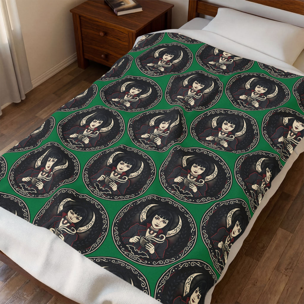 Gothic Doll Velveteen Throw Blanket
