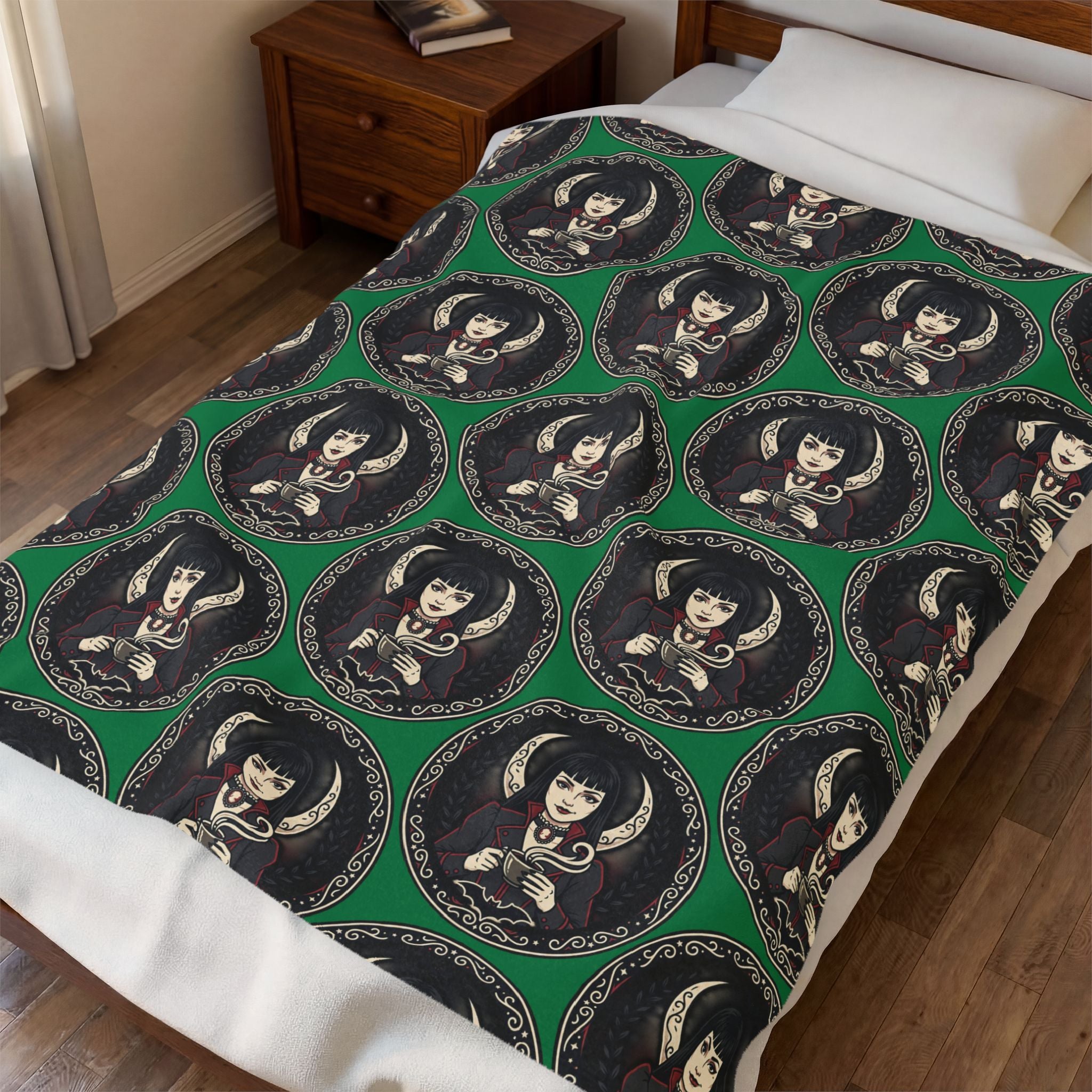 Gothic Doll Velveteen Throw Blanket