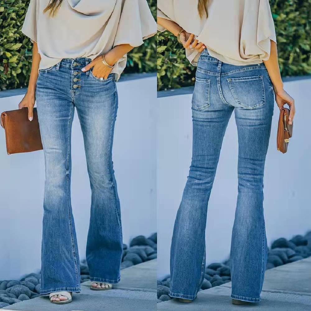 High Waist Flared Stretch Jeans