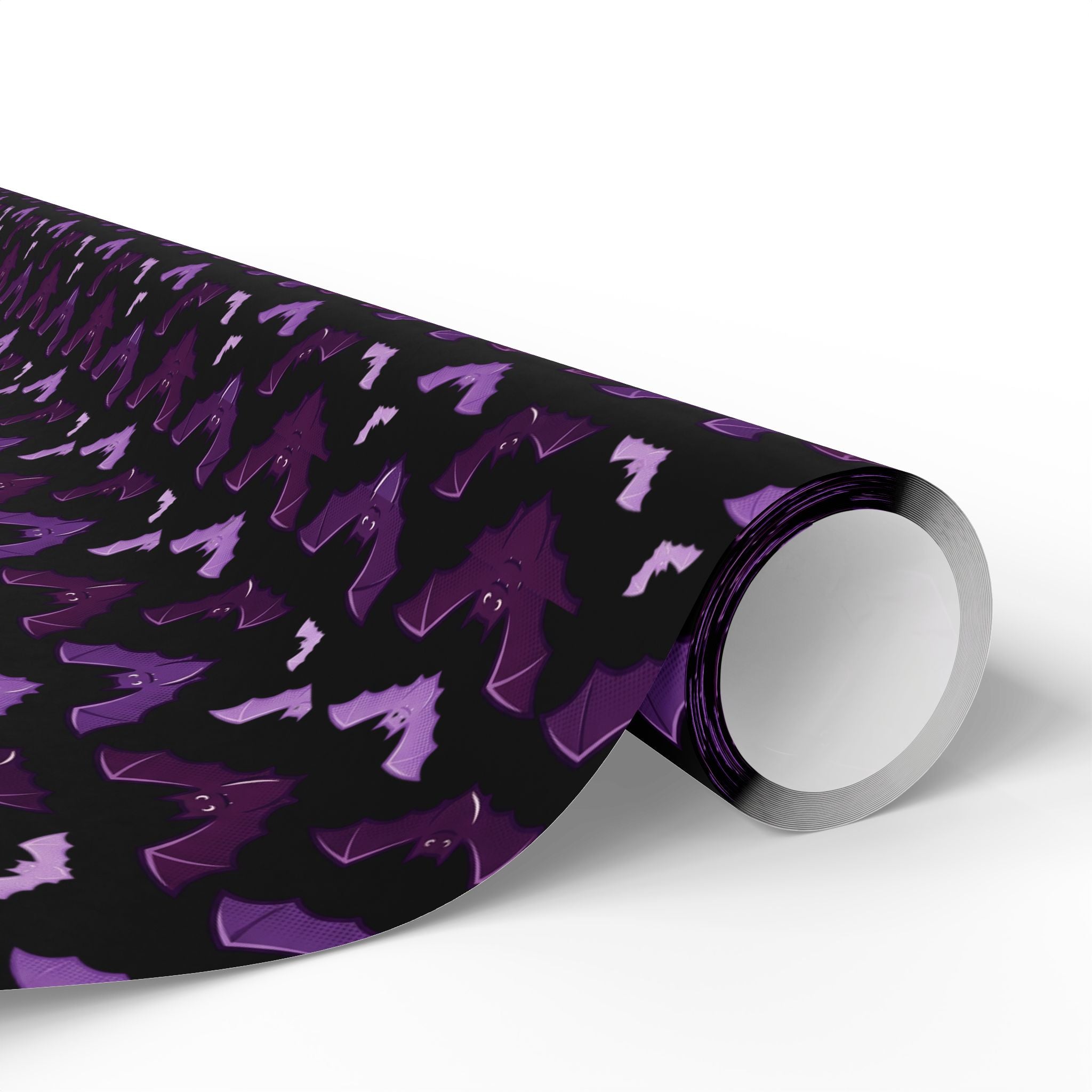 Gothic Bat Wrapping Paper — Purple & Black Gift Wrap