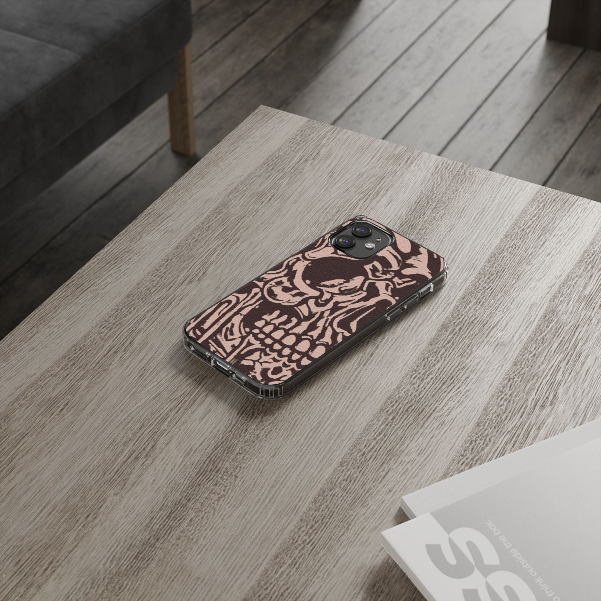 Gothic Abstract Skull Clear Phone Case
