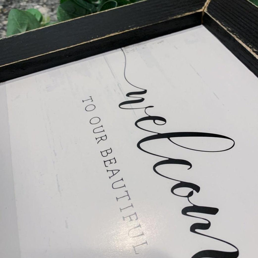 Welcome to Our Beautiful Chaos — Framed Wood Sign