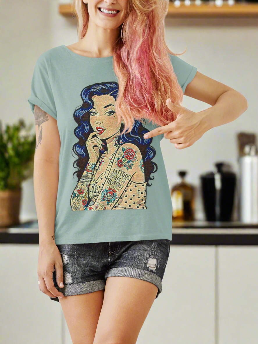 Vintage Tattoos Are Trashy Slim Fit Graphic Tee