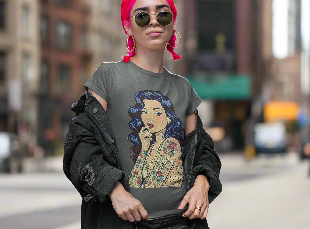 Vintage Tattoos Are Trashy Slim Fit Graphic Tee