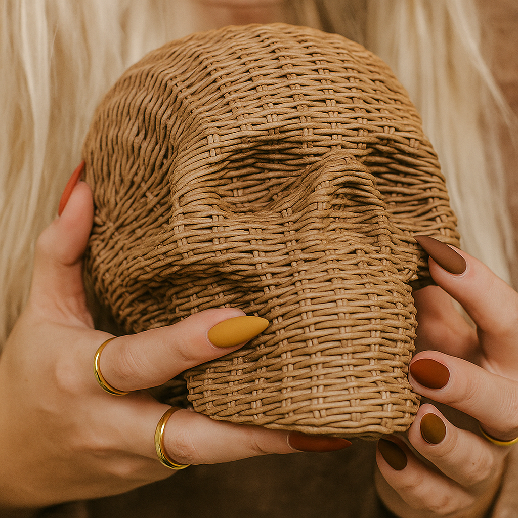 Rattan-Style Resin Skull
