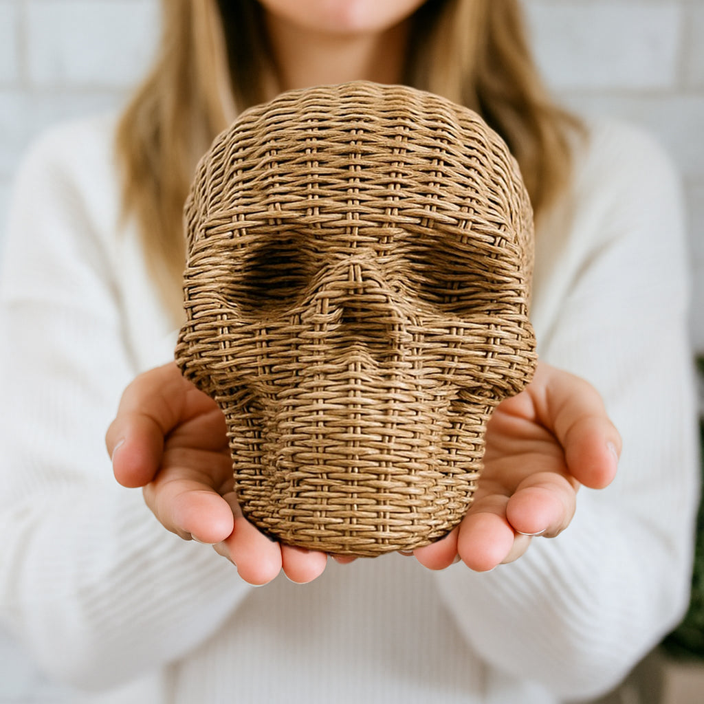 Rattan-Style Resin Skull