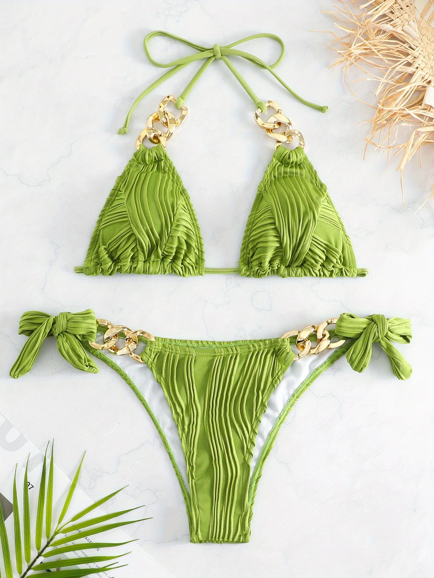 Golden Chain Halter Bikini Set