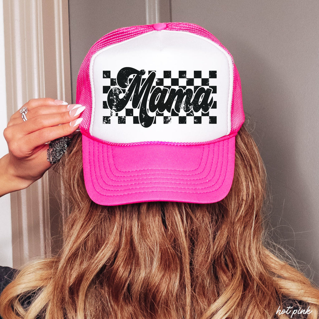 Checkered Mama Trucker Hat