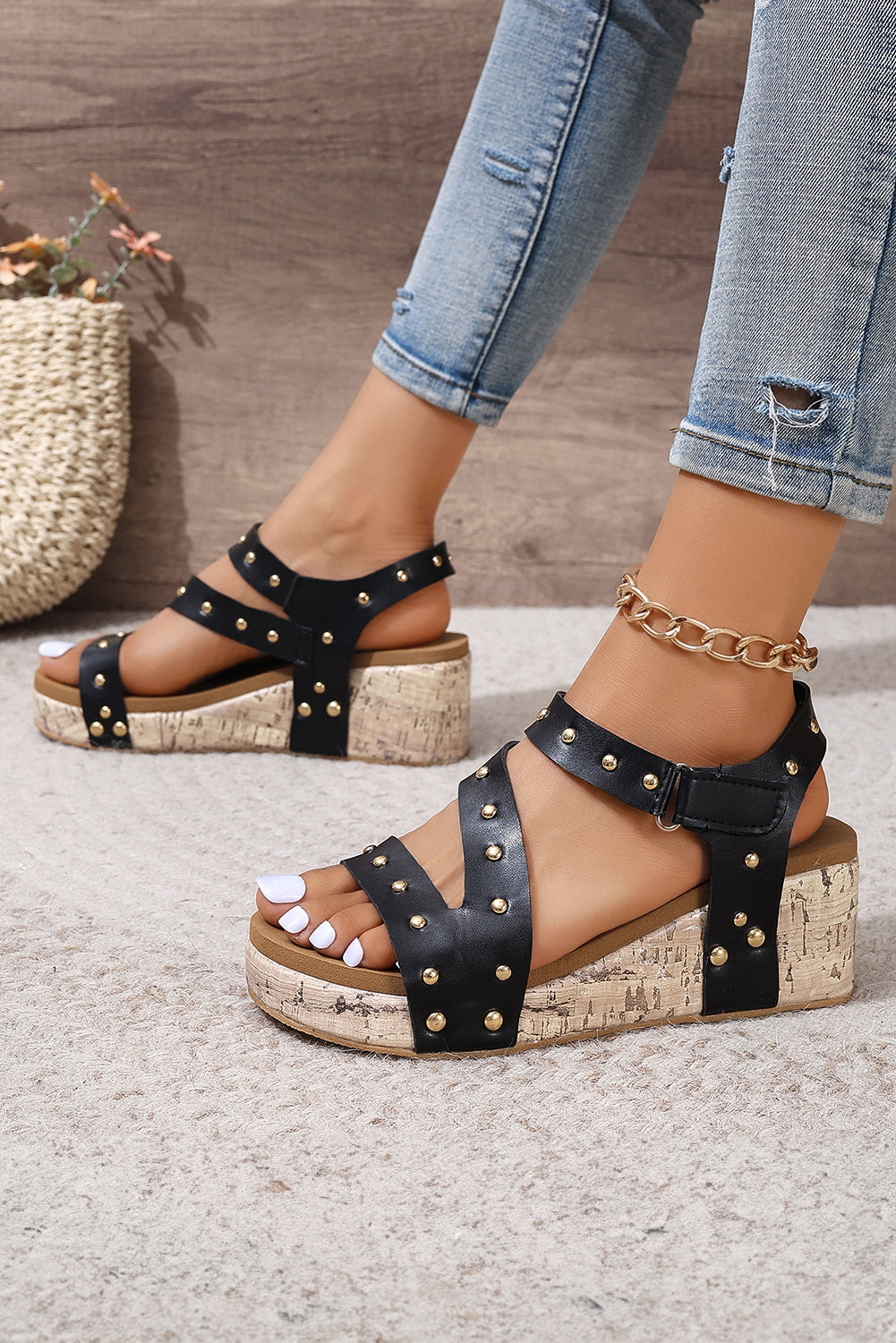 Arleth Out Vegan Leather Wedge Sandals