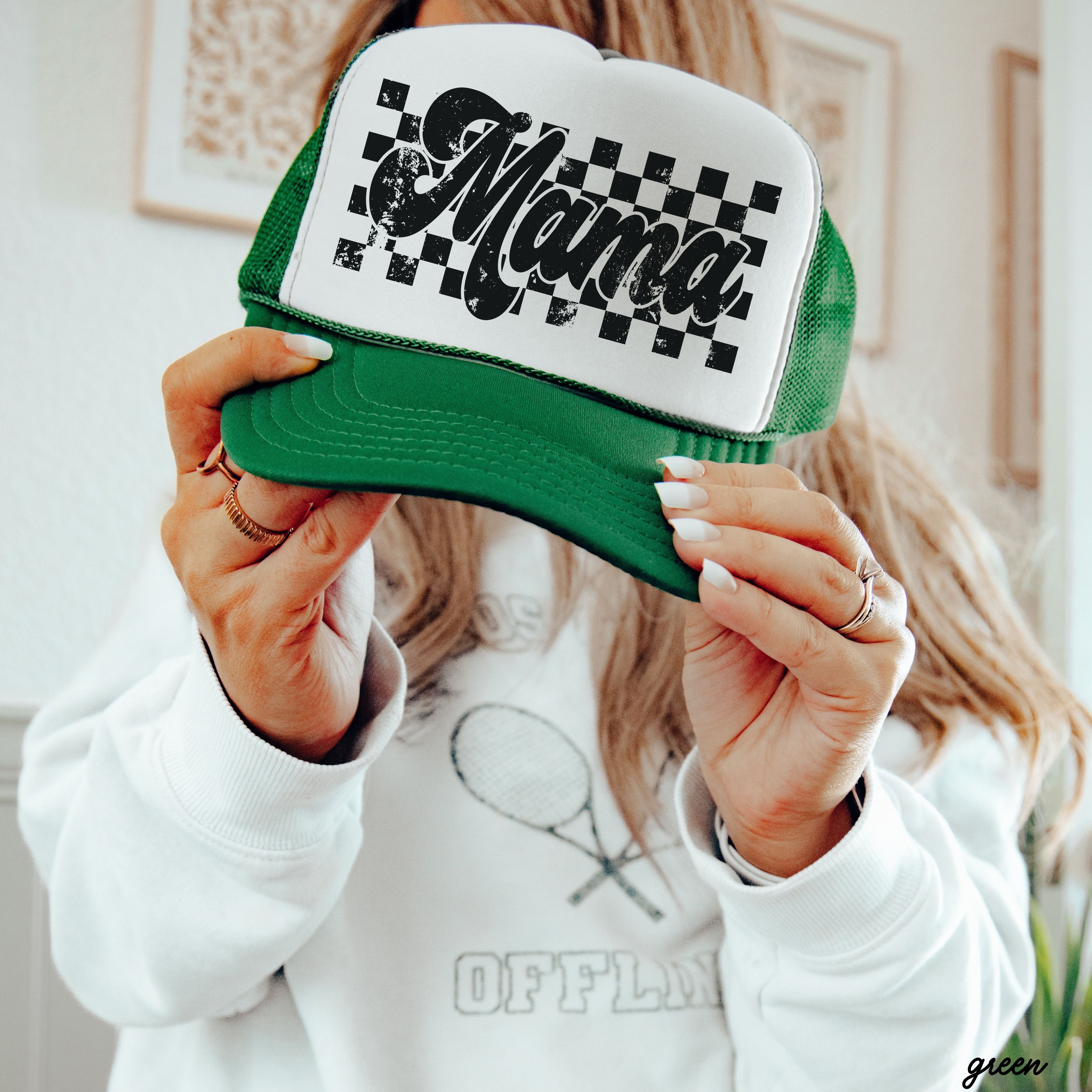 Checkered Mama Trucker Hat