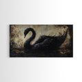 The Black Swan Framed Canvas Print - Goth Decor - Dark Academia Wall Art - Goth Painting - Swan Painting - Black Swan Wall Art Print