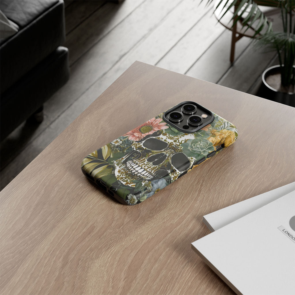 Floral Skull Tough Phone Case