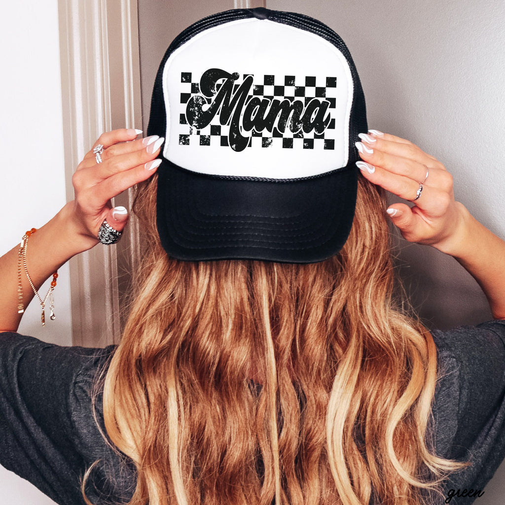 Checkered Mama Trucker Hat