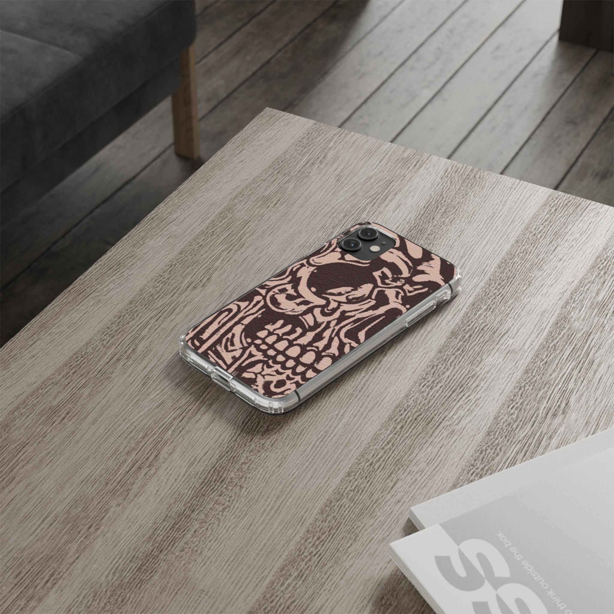 Gothic Abstract Skull Clear Phone Case