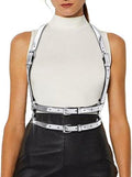 Bodiy Women's High-Waisted Mirror Harness Belt – Silver Punk Rave Style