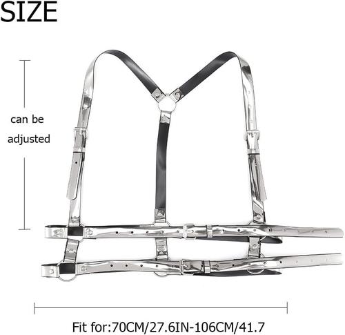 Bodiy Women's High-Waisted Mirror Harness Belt – Silver Punk Rave Style