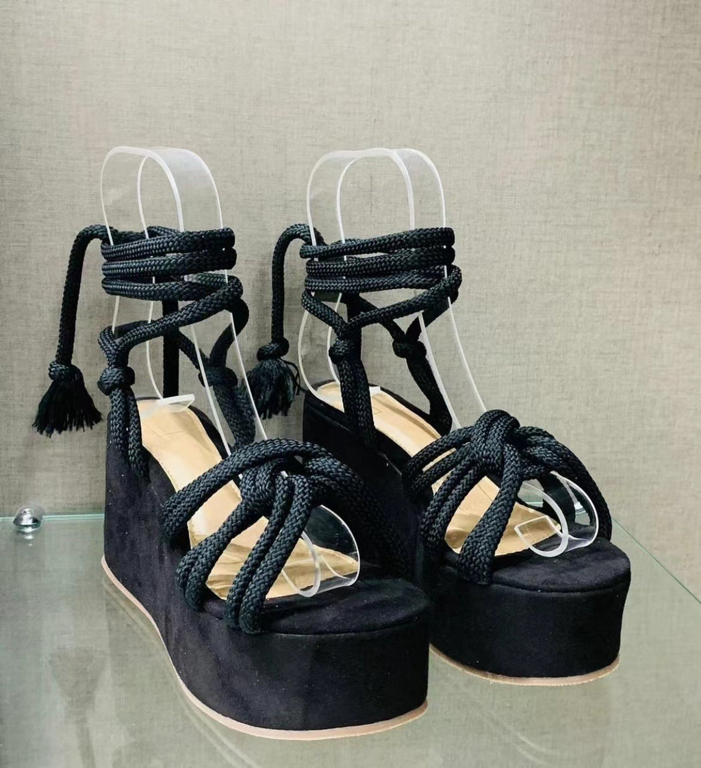 High Heel Strappy Wedge Sandals