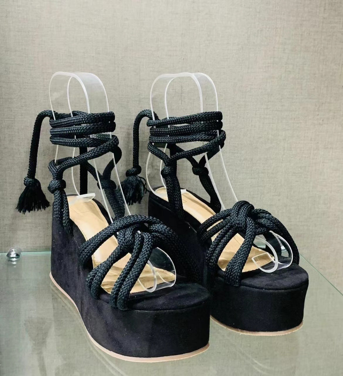 High Heel Strappy Wedge Sandals