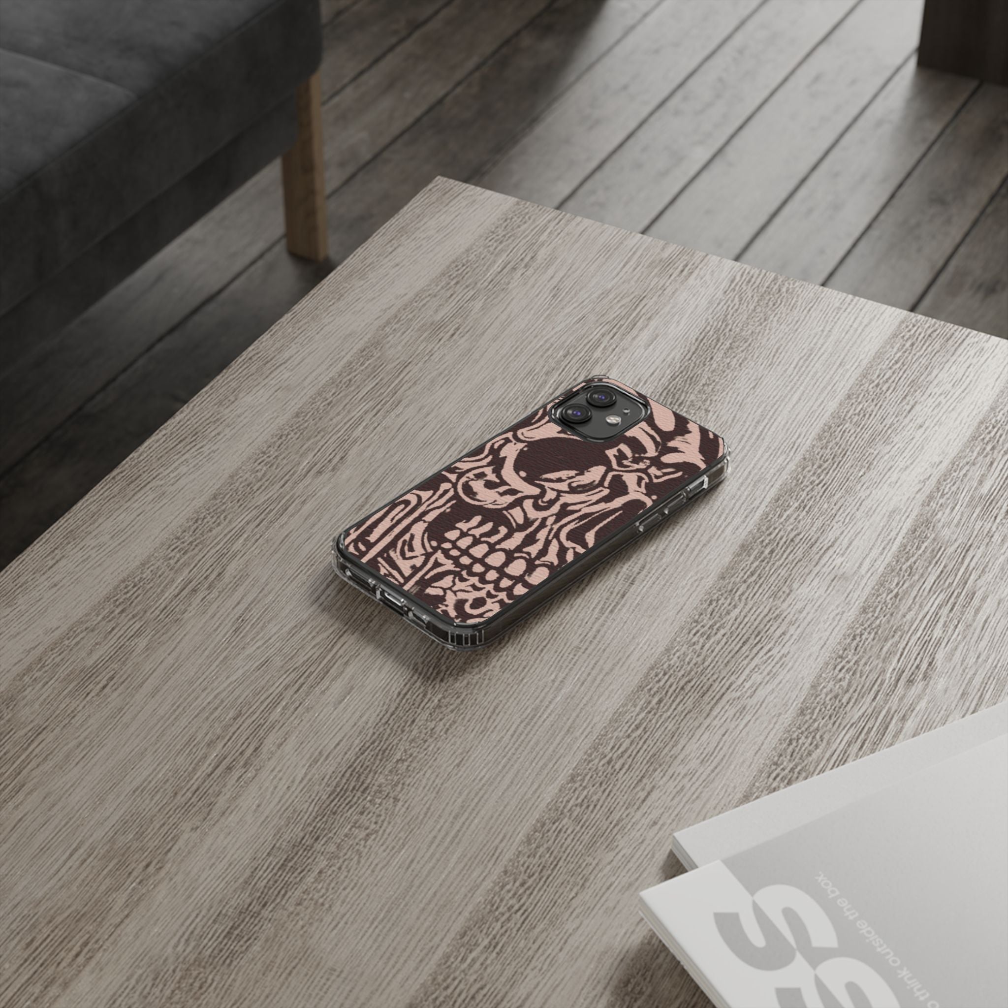 Gothic Abstract Skull Clear Phone Case