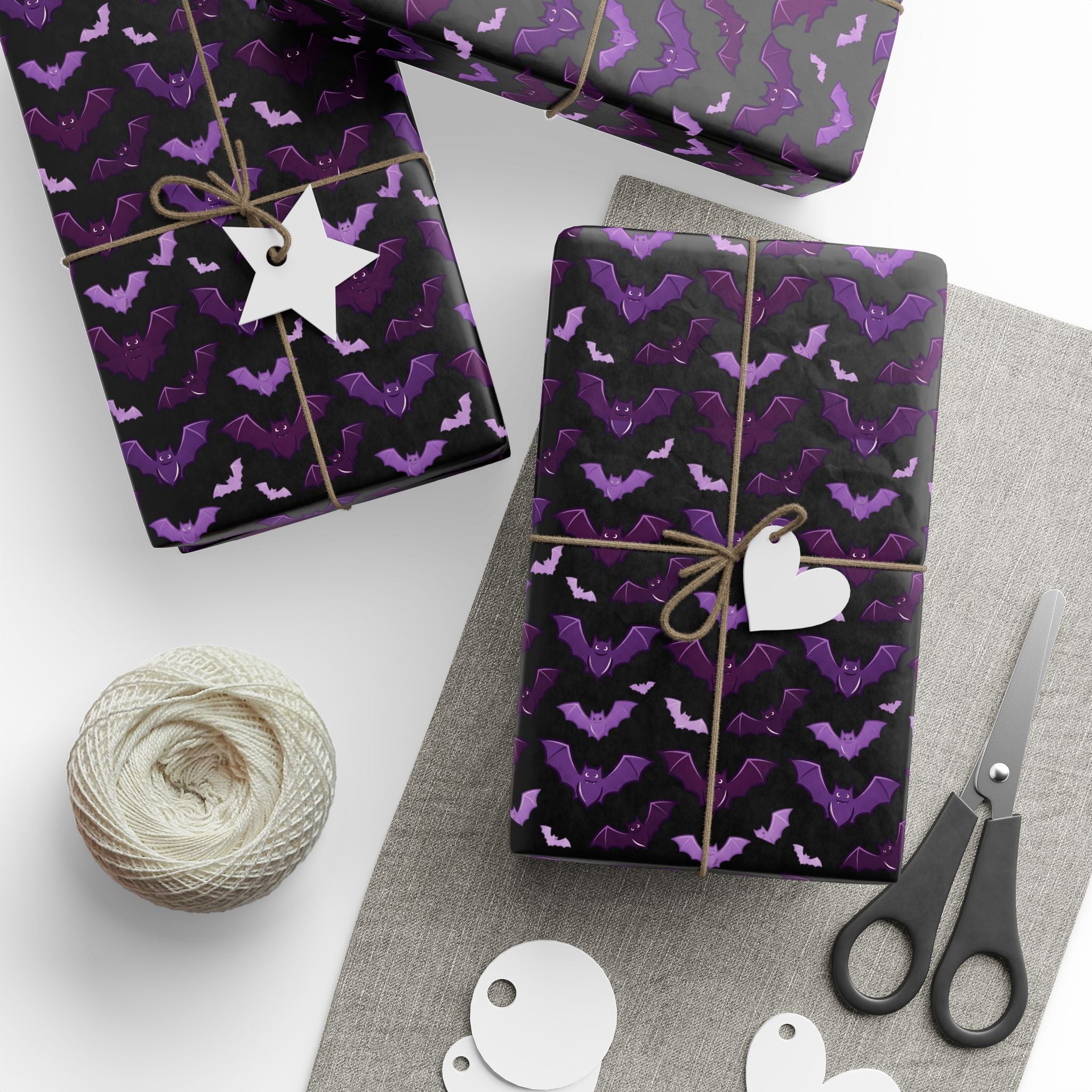 Gothic Bat Wrapping Paper — Purple & Black Gift Wrap