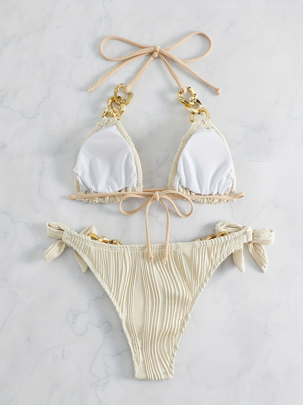 Golden Chain Halter Bikini Set