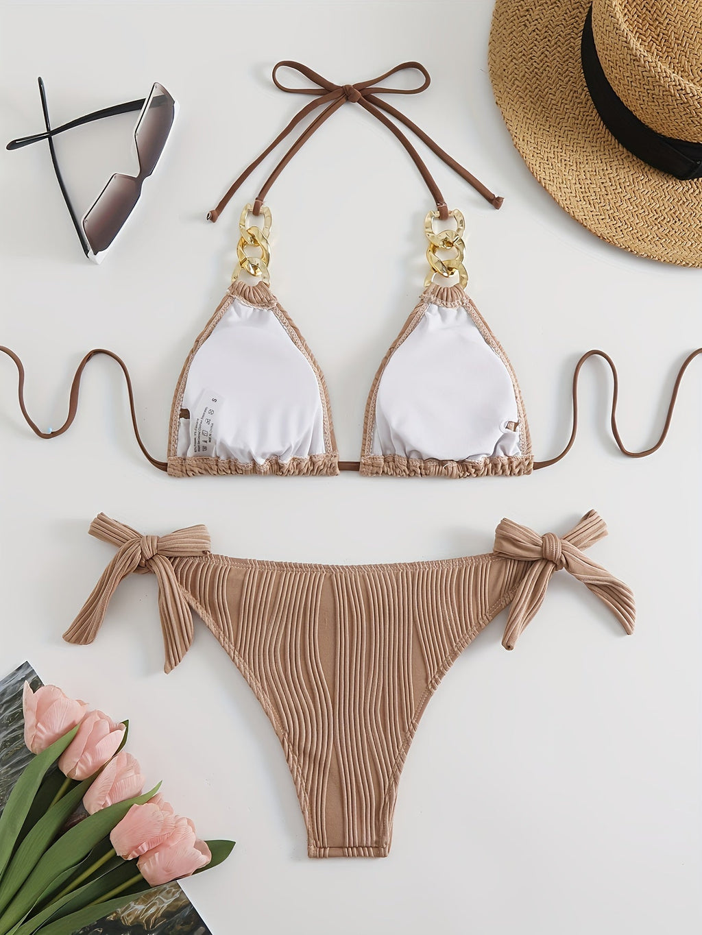 Golden Chain Halter Bikini Set