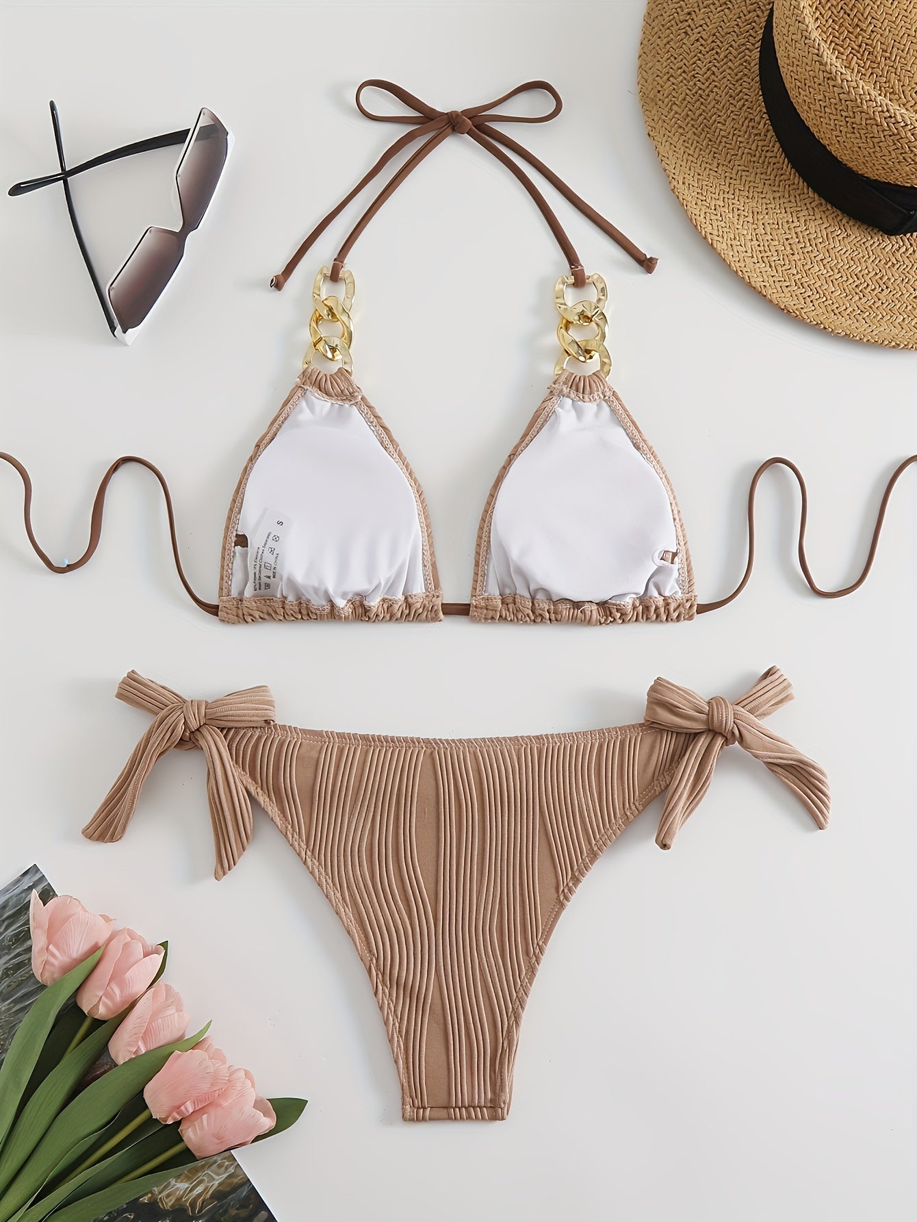 Golden Chain Halter Bikini Set
