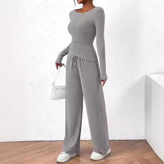 Soft Set Long-Sleeve Top & Wide-Leg Pants