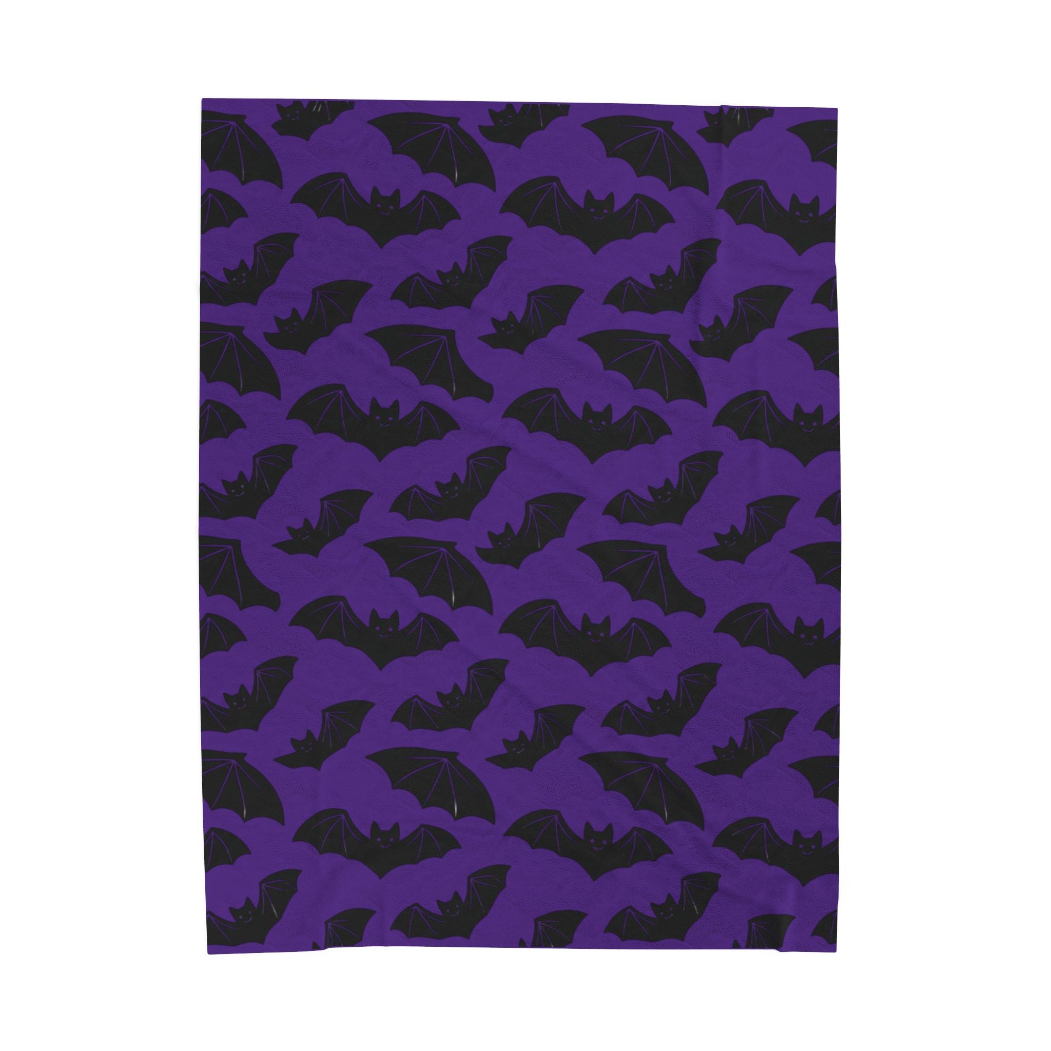 Bat Pattern Velveteen Plush Blanket — Gothic Purple Throw