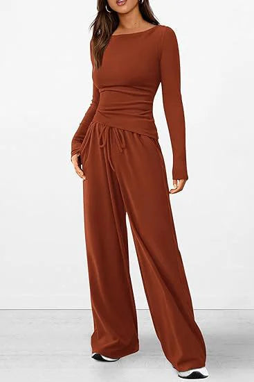 Soft Set Long-Sleeve Top & Wide-Leg Pants