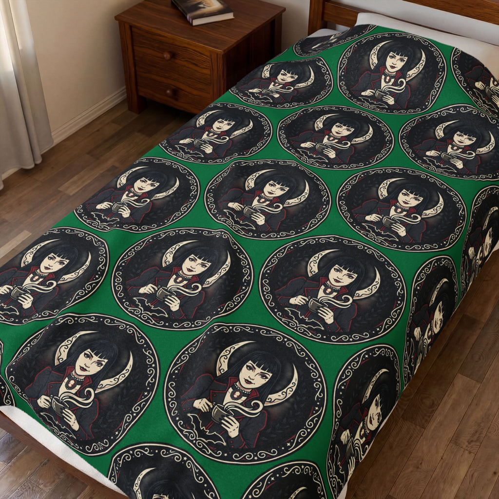 Gothic Doll Velveteen Throw Blanket